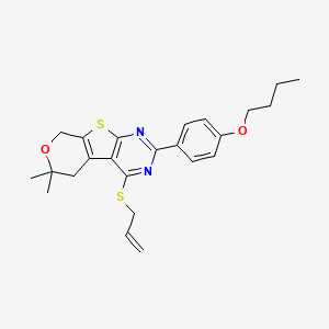 5-(4-butoxyphenyl)-12,12-dimethyl-3-prop-2-enylsulfanyl-11-oxa-8-thia-4,6-diazatricyclo[7.4.0.02,7]trideca-1(9),2(7),3,5-tetraene