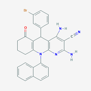 molecular formula C29H22BrN5O B11458938 2,4-Diamino-5-(3-bromophenyl)-10-(naphthalen-1-yl)-6-oxo-5,6,7,8,9,10-hexahydrobenzo[b][1,8]naphthyridine-3-carbonitrile 