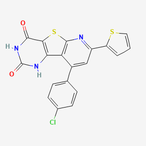 molecular formula C19H10ClN3O2S2 B11458958 13-(4-chlorophenyl)-11-thiophen-2-yl-8-thia-3,5,10-triazatricyclo[7.4.0.02,7]trideca-1(9),2(7),10,12-tetraene-4,6-dione 