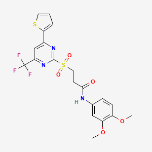 N-(3,4-dimethoxyphenyl)-3-{[4-(thiophen-2-yl)-6-(trifluoromethyl)pyrimidin-2-yl]sulfonyl}propanamide