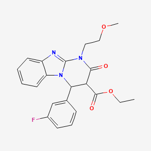 molecular formula C22H22FN3O4 B11458996 Ethyl 4-(3-fluorophenyl)-1-(2-methoxyethyl)-2-oxo-1,2,3,4-tetrahydropyrimido[1,2-a]benzimidazole-3-carboxylate 