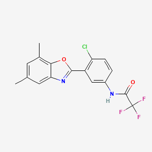 molecular formula C17H12ClF3N2O2 B11459107 N-[4-chloro-3-(5,7-dimethyl-1,3-benzoxazol-2-yl)phenyl]-2,2,2-trifluoroacetamide 