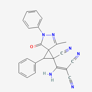 [Amino(1-cyano-4-methyl-7-oxo-2,6-diphenyl-5,6-diazaspiro[2.4]hept-4-en-1-yl)methylidene]propanedinitrile