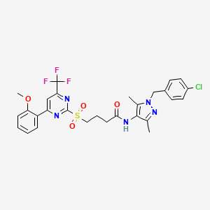 N-[1-(4-chlorobenzyl)-3,5-dimethyl-1H-pyrazol-4-yl]-4-{[4-(2-methoxyphenyl)-6-(trifluoromethyl)pyrimidin-2-yl]sulfonyl}butanamide