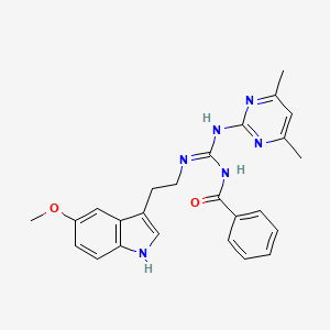 N-[(E)-[(4,6-dimethylpyrimidin-2-yl)amino]{[2-(5-methoxy-1H-indol-3-yl)ethyl]amino}methylidene]benzamide