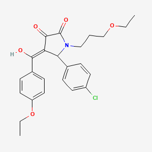 molecular formula C24H26ClNO5 B11459227 5-(4-Chlorophenyl)-4-(4-ethoxybenzoyl)-1-(3-ethoxypropyl)-3-hydroxy-2,5-dihydro-1H-pyrrol-2-one 