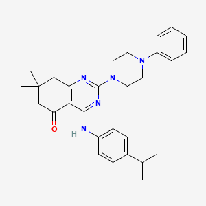 molecular formula C29H35N5O B11459252 7,7-dimethyl-2-(4-phenylpiperazin-1-yl)-4-{[4-(propan-2-yl)phenyl]amino}-7,8-dihydroquinazolin-5(6H)-one 