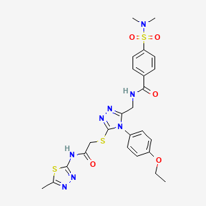 molecular formula C25H28N8O5S3 B11459269 4-(dimethylsulfamoyl)-N-{[4-(4-ethoxyphenyl)-5-({2-[(5-methyl-1,3,4-thiadiazol-2-yl)amino]-2-oxoethyl}sulfanyl)-4H-1,2,4-triazol-3-yl]methyl}benzamide 