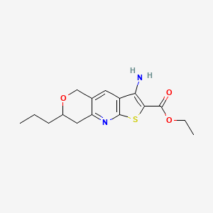 molecular formula C16H20N2O3S B11459280 ethyl 3-amino-7-propyl-7,8-dihydro-5H-pyrano[4,3-b]thieno[3,2-e]pyridine-2-carboxylate 