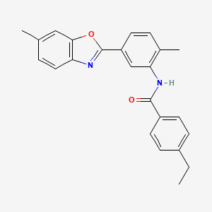 4-ethyl-N-[2-methyl-5-(6-methyl-1,3-benzoxazol-2-yl)phenyl]benzamide