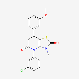 molecular formula C20H17ClN2O3S B11459296 4-(3-chlorophenyl)-7-(3-methoxyphenyl)-3-methyl-6,7-dihydro[1,3]thiazolo[4,5-b]pyridine-2,5(3H,4H)-dione 