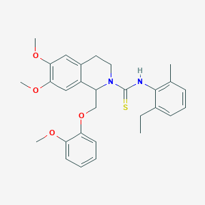 N-(2-ethyl-6-methylphenyl)-6,7-dimethoxy-1-((2-methoxyphenoxy)methyl)-3,4-dihydroisoquinoline-2(1H)-carbothioamide