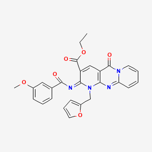 ethyl 7-(furan-2-ylmethyl)-6-(3-methoxybenzoyl)imino-2-oxo-1,7,9-triazatricyclo[8.4.0.03,8]tetradeca-3(8),4,9,11,13-pentaene-5-carboxylate