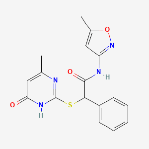 2-[(4-hydroxy-6-methylpyrimidin-2-yl)sulfanyl]-N-(5-methyl-1,2-oxazol-3-yl)-2-phenylacetamide