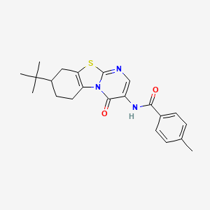 molecular formula C22H25N3O2S B11459357 N-(8-tert-butyl-4-oxo-6,7,8,9-tetrahydro-4H-pyrimido[2,1-b][1,3]benzothiazol-3-yl)-4-methylbenzamide 