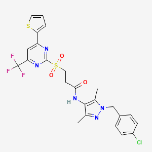 N-[1-(4-chlorobenzyl)-3,5-dimethyl-1H-pyrazol-4-yl]-3-{[4-(thiophen-2-yl)-6-(trifluoromethyl)pyrimidin-2-yl]sulfonyl}propanamide