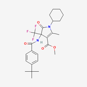 molecular formula C25H31F3N2O4 B11459378 methyl 4-{[(4-tert-butylphenyl)carbonyl]amino}-1-cyclohexyl-2-methyl-5-oxo-4-(trifluoromethyl)-4,5-dihydro-1H-pyrrole-3-carboxylate 