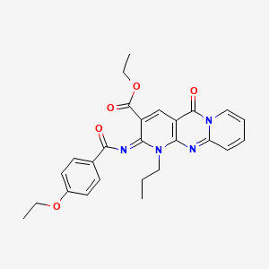 ethyl 6-(4-ethoxybenzoyl)imino-2-oxo-7-propyl-1,7,9-triazatricyclo[8.4.0.03,8]tetradeca-3(8),4,9,11,13-pentaene-5-carboxylate