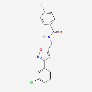 N-{[3-(3-chlorophenyl)-1,2-oxazol-5-yl]methyl}-4-fluorobenzamide