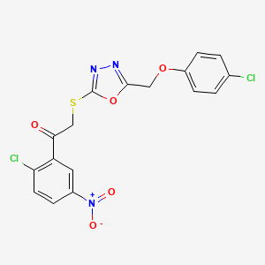 1-(2-Chloro-5-nitrophenyl)-2-({5-[(4-chlorophenoxy)methyl]-1,3,4-oxadiazol-2-yl}sulfanyl)ethanone