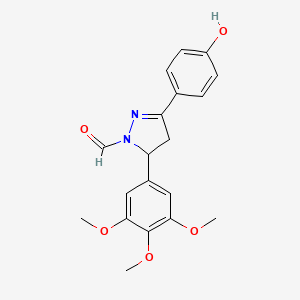 molecular formula C19H20N2O5 B11459473 3-(4-hydroxyphenyl)-5-(3,4,5-trimethoxyphenyl)-4,5-dihydro-1H-pyrazole-1-carbaldehyde 