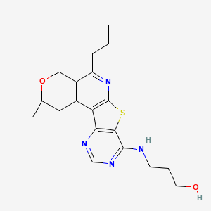 3-[(4,4-dimethyl-8-propyl-5-oxa-11-thia-9,14,16-triazatetracyclo[8.7.0.02,7.012,17]heptadeca-1(10),2(7),8,12(17),13,15-hexaen-13-yl)amino]propan-1-ol