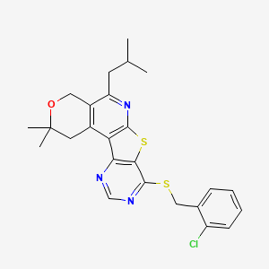 13-[(2-chlorophenyl)methylsulfanyl]-4,4-dimethyl-8-(2-methylpropyl)-5-oxa-11-thia-9,14,16-triazatetracyclo[8.7.0.02,7.012,17]heptadeca-1(10),2(7),8,12(17),13,15-hexaene