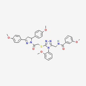 N-{[5-({2-[3,5-Bis(4-methoxyphenyl)-4,5-dihydro-1H-pyrazol-1-YL]-2-oxoethyl}sulfanyl)-4-(2-methoxyphenyl)-4H-1,2,4-triazol-3-YL]methyl}-3-methoxybenzamide