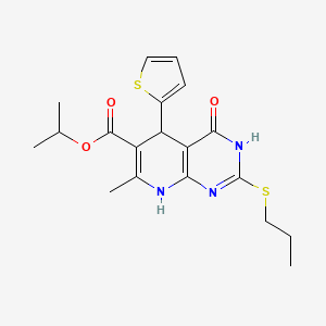 Isopropyl 7-methyl-4-oxo-2-(propylthio)-5-(thiophen-2-yl)-3,4,5,8-tetrahydropyrido[2,3-d]pyrimidine-6-carboxylate