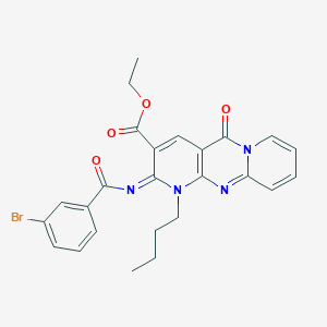 molecular formula C25H23BrN4O4 B11459640 ethyl 6-(3-bromobenzoyl)imino-7-butyl-2-oxo-1,7,9-triazatricyclo[8.4.0.03,8]tetradeca-3(8),4,9,11,13-pentaene-5-carboxylate 