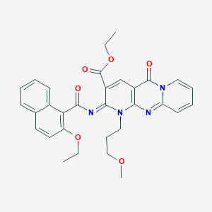 ethyl 6-(2-ethoxynaphthalene-1-carbonyl)imino-7-(3-methoxypropyl)-2-oxo-1,7,9-triazatricyclo[8.4.0.03,8]tetradeca-3(8),4,9,11,13-pentaene-5-carboxylate