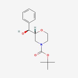 molecular formula C₁₆H₂₃NO₄ B1145965 tert-Butyl (R)-2-((S)-hydroxy(phenyl)methyl)morpholine-4-carboxylate CAS No. 1030837-58-1
