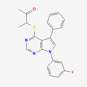 3-{[7-(3-fluorophenyl)-5-phenyl-7H-pyrrolo[2,3-d]pyrimidin-4-yl]sulfanyl}butan-2-one