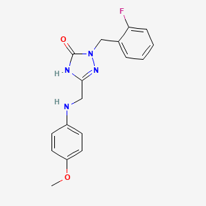 molecular formula C17H17FN4O2 B11459664 2-(2-fluorobenzyl)-5-{[(4-methoxyphenyl)amino]methyl}-1,2-dihydro-3H-1,2,4-triazol-3-one 