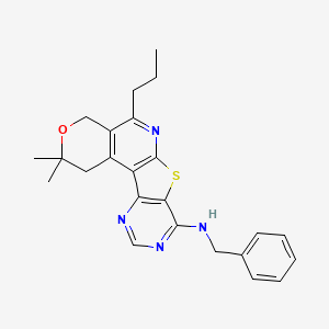 molecular formula C24H26N4OS B11459681 N-benzyl-4,4-dimethyl-8-propyl-5-oxa-11-thia-9,14,16-triazatetracyclo[8.7.0.02,7.012,17]heptadeca-1(10),2(7),8,12(17),13,15-hexaen-13-amine 