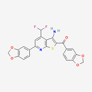 molecular formula C23H14F2N2O5S B11459691 [3-Amino-6-(1,3-benzodioxol-5-yl)-4-(difluoromethyl)thieno[2,3-b]pyridin-2-yl](1,3-benzodioxol-5-yl)methanone 