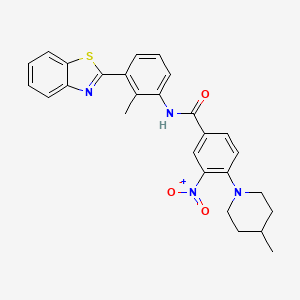 N-[3-(1,3-benzothiazol-2-yl)-2-methylphenyl]-4-(4-methylpiperidin-1-yl)-3-nitrobenzamide