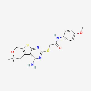 2-[(3-amino-12,12-dimethyl-11-oxa-8-thia-4,6-diazatricyclo[7.4.0.02,7]trideca-1(9),2,4,6-tetraen-5-yl)sulfanyl]-N-(4-methoxyphenyl)acetamide