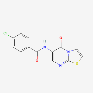 molecular formula C13H8ClN3O2S B11459708 4-Chloro-N-{5-oxo-5H-[1,3]thiazolo[3,2-A]pyrimidin-6-YL}benzamide 