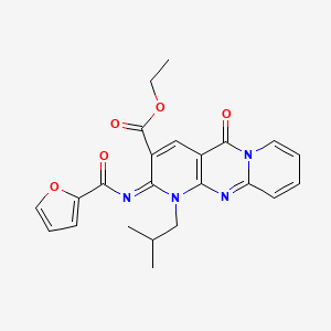 ethyl 6-(furan-2-carbonylimino)-7-(2-methylpropyl)-2-oxo-1,7,9-triazatricyclo[8.4.0.03,8]tetradeca-3(8),4,9,11,13-pentaene-5-carboxylate