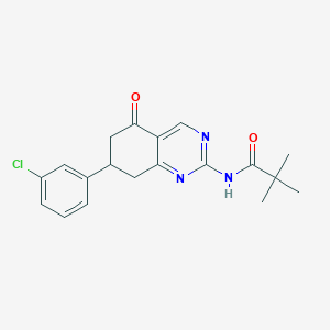 molecular formula C19H20ClN3O2 B11459720 N-[7-(3-chlorophenyl)-5-oxo-5,6,7,8-tetrahydroquinazolin-2-yl]-2,2-dimethylpropanamide 