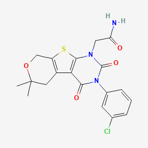 2-[4-(3-chlorophenyl)-12,12-dimethyl-3,5-dioxo-11-oxa-8-thia-4,6-diazatricyclo[7.4.0.02,7]trideca-1(9),2(7)-dien-6-yl]acetamide