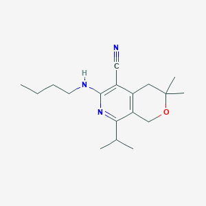 molecular formula C18H27N3O B11459731 6-(butylamino)-3,3-dimethyl-8-(propan-2-yl)-3,4-dihydro-1H-pyrano[3,4-c]pyridine-5-carbonitrile 