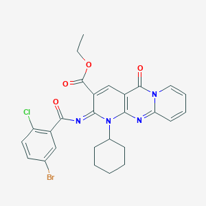 ethyl 6-(5-bromo-2-chlorobenzoyl)imino-7-cyclohexyl-2-oxo-1,7,9-triazatricyclo[8.4.0.03,8]tetradeca-3(8),4,9,11,13-pentaene-5-carboxylate