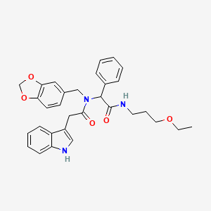 N-(1,3-benzodioxol-5-ylmethyl)-N-{2-[(3-ethoxypropyl)amino]-2-oxo-1-phenylethyl}-2-(1H-indol-3-yl)acetamide