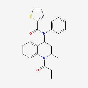 molecular formula C24H24N2O2S B11459878 N-(2-methyl-1-propanoyl-1,2,3,4-tetrahydroquinolin-4-yl)-N-phenylthiophene-2-carboxamide 