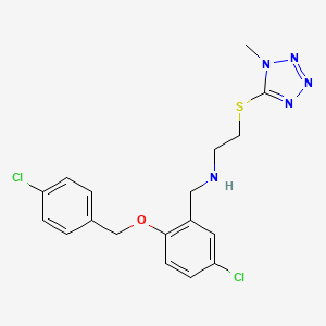 molecular formula C18H19Cl2N5OS B11459946 N-{5-chloro-2-[(4-chlorobenzyl)oxy]benzyl}-2-[(1-methyl-1H-tetrazol-5-yl)sulfanyl]ethanamine 