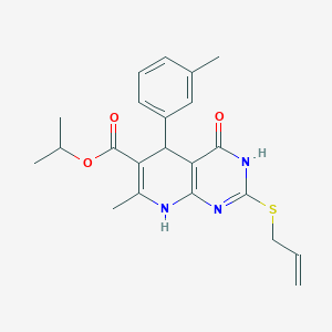 Propan-2-yl 7-methyl-5-(3-methylphenyl)-4-oxo-2-(prop-2-en-1-ylsulfanyl)-3,4,5,8-tetrahydropyrido[2,3-d]pyrimidine-6-carboxylate