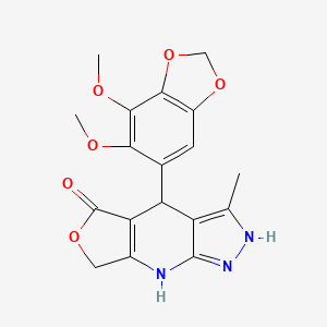 4-(6,7-dimethoxy-1,3-benzodioxol-5-yl)-3-methyl-1,4,7,8-tetrahydro-5H-furo[3,4-b]pyrazolo[4,3-e]pyridin-5-one