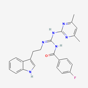 N-[(E)-[(4,6-dimethylpyrimidin-2-yl)amino]{[2-(1H-indol-3-yl)ethyl]amino}methylidene]-4-fluorobenzamide